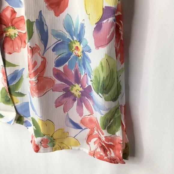 vintage floral short sleeve button up blouse [0326] - Picture 6 of 8